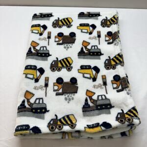 Baby Starters Baby Blanket Trucks Blue Yellow 30x40 Security Lovey Construction